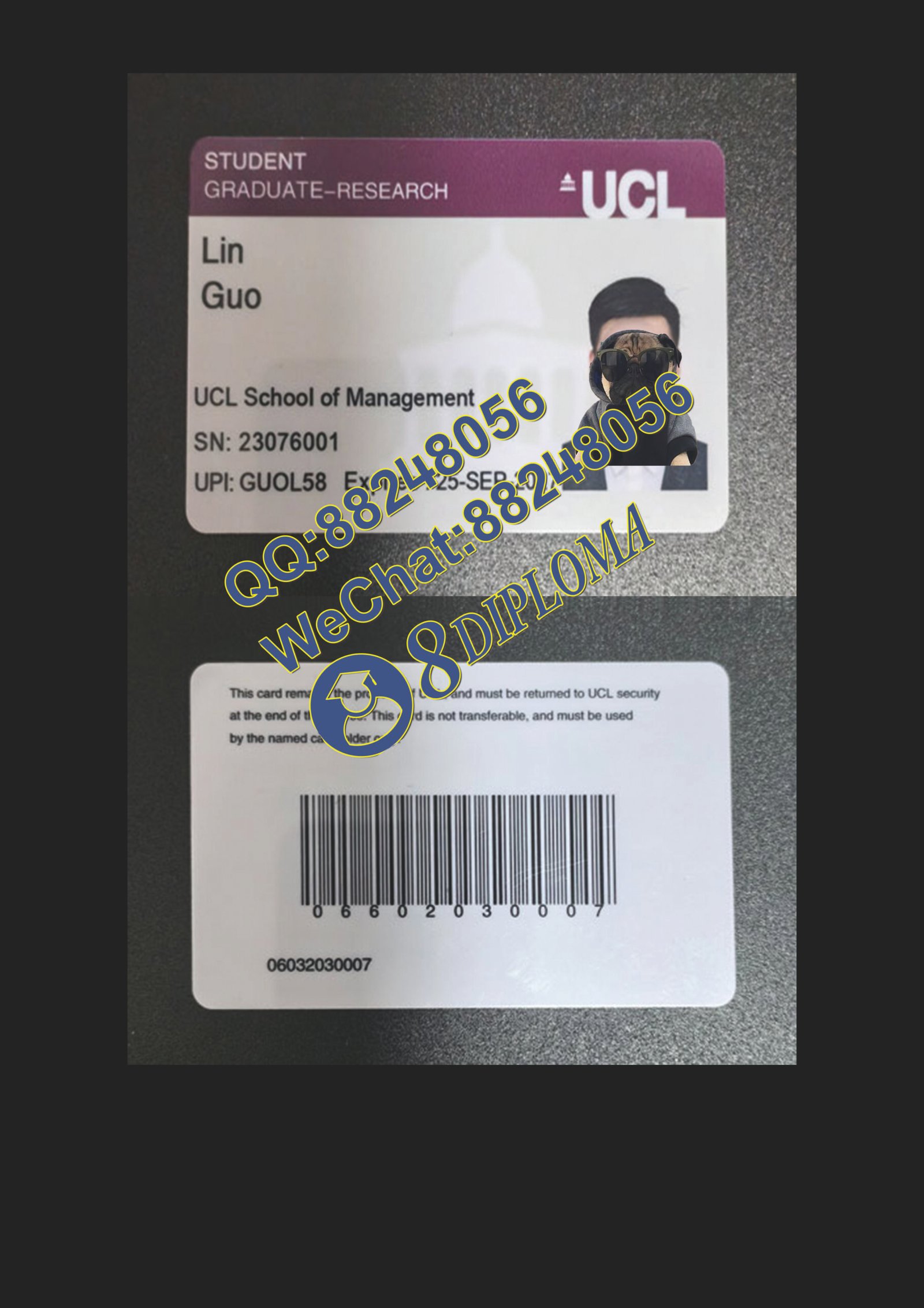 伦敦大学学院博士生学生卡定制