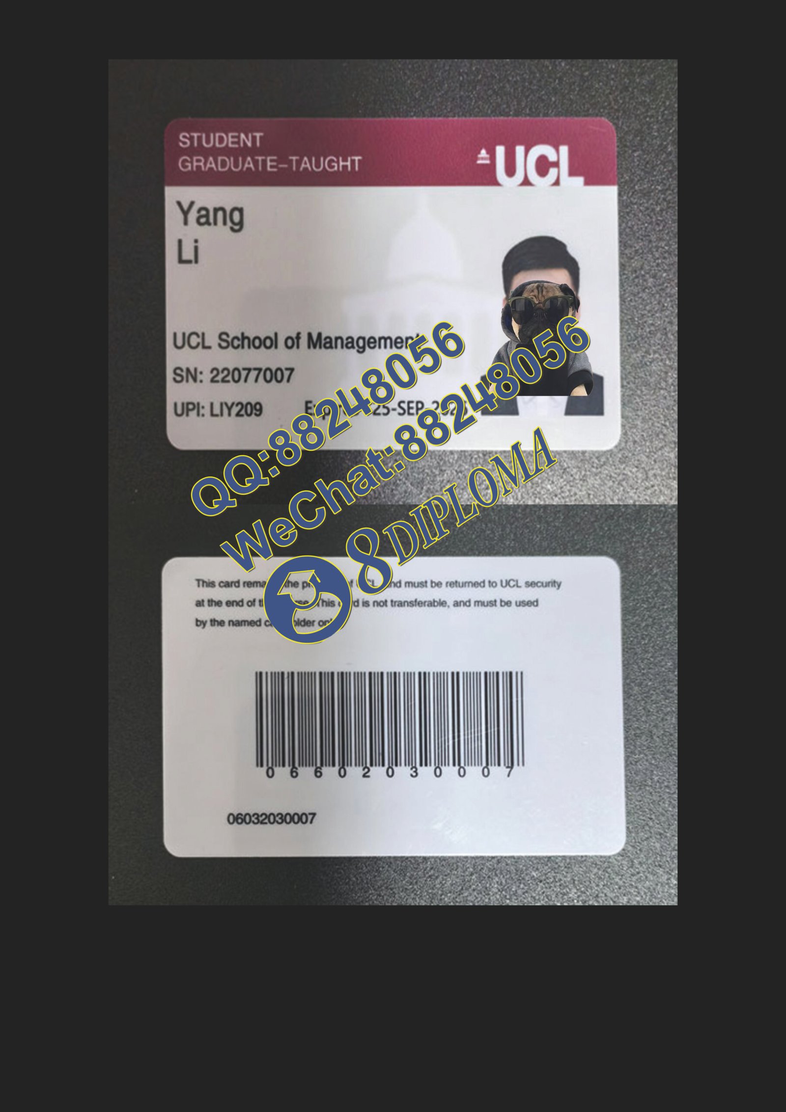伦敦大学学院硕士生学生卡定制