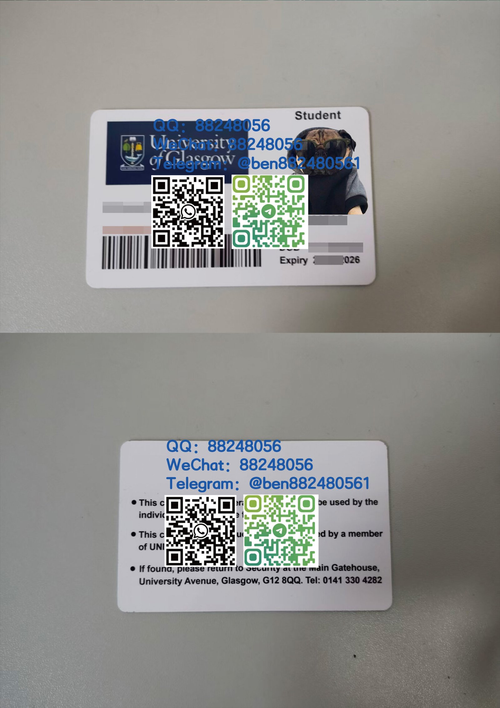 英国格拉斯哥大学学生卡超高清制作校园卡定制印刷PVC材质